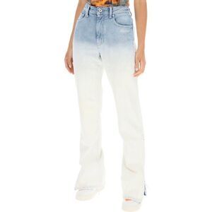 Off-White Degrade Split Hem Straight Leg Jeans in Blue White